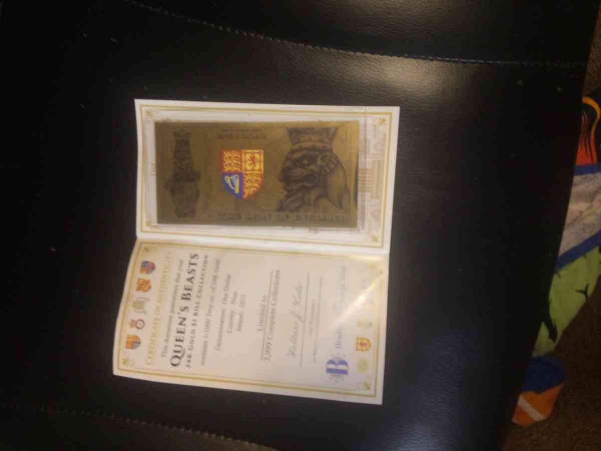 QUEENS BEAST 24K LEGAL TENDER WITH AUTHENTICITY