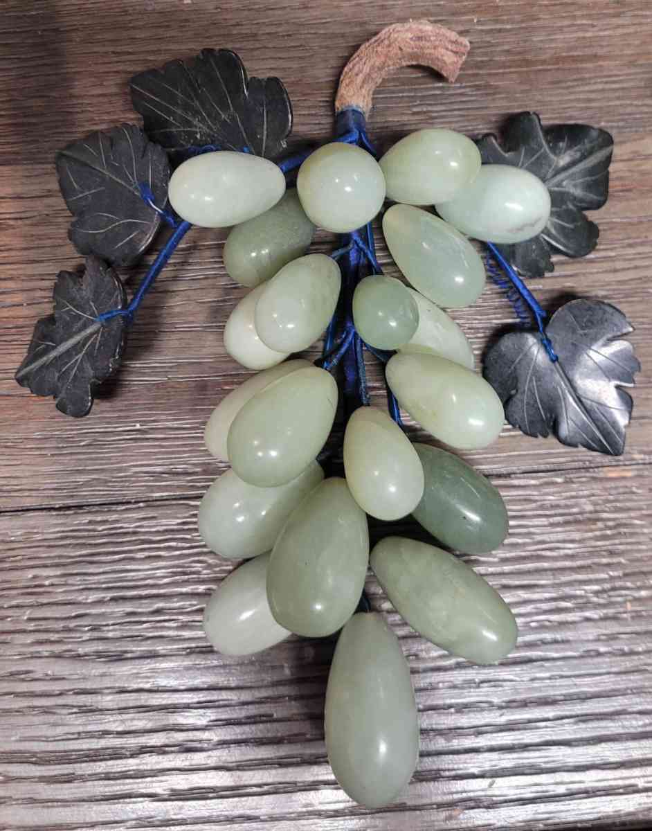 Beautiful antique Genuine jade stone grapes set of 3