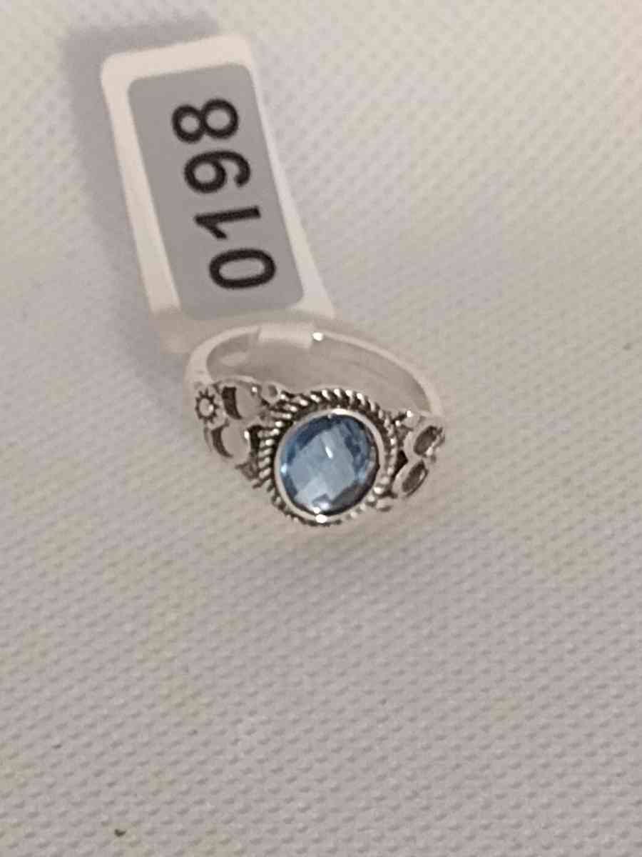Blue Mirror Style Silver Ring
