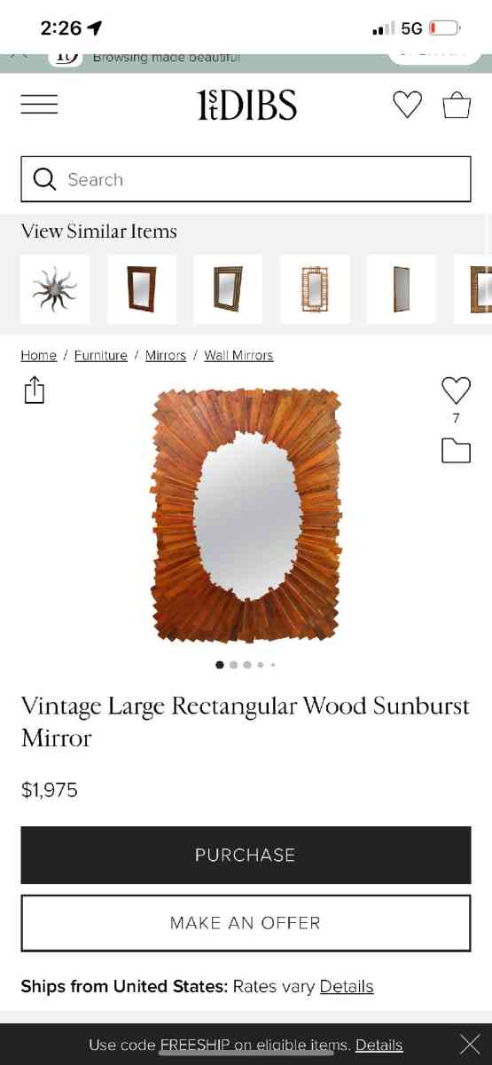 Rectangle wood sunburst mirror