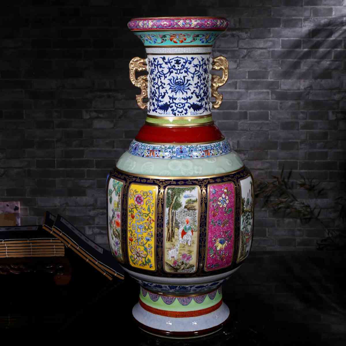 Chinese ceramic famille rose vase Asian antique porcelain