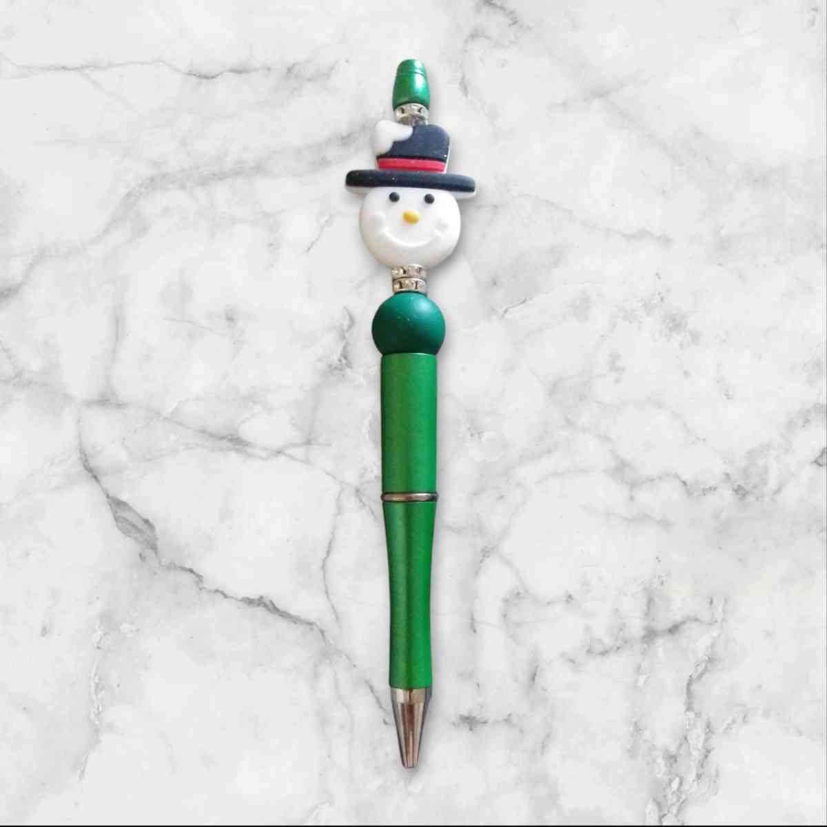 BEADABLE PENS SNOWMAN