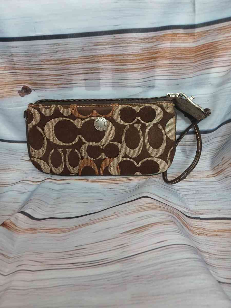 Coach Vintage sateen and leather wristlet