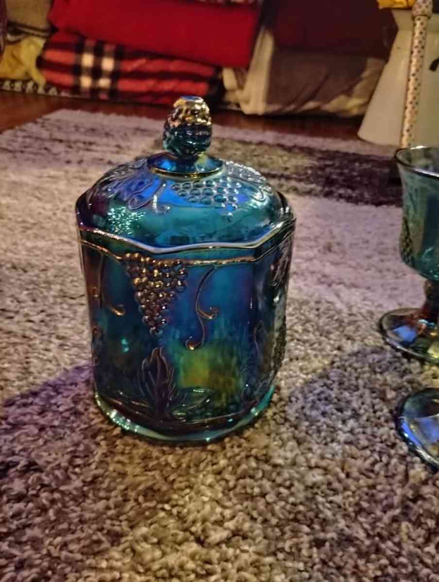 choice piece blue carnival glass