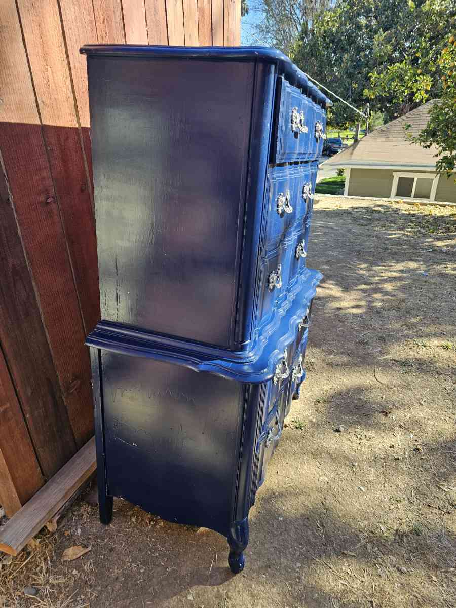 Vintage Elegant blue dresser with silver ornate handles
