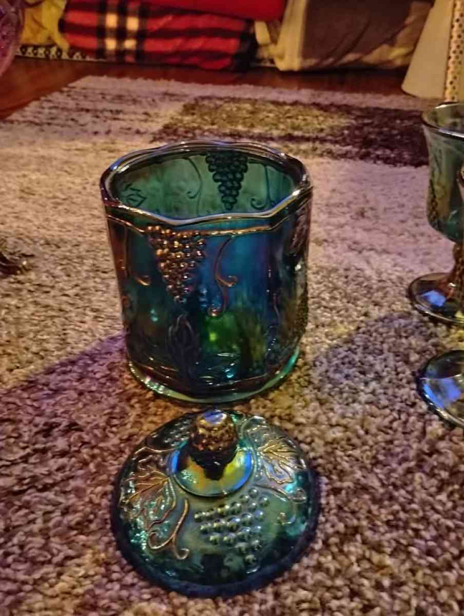 choice piece blue carnival glass