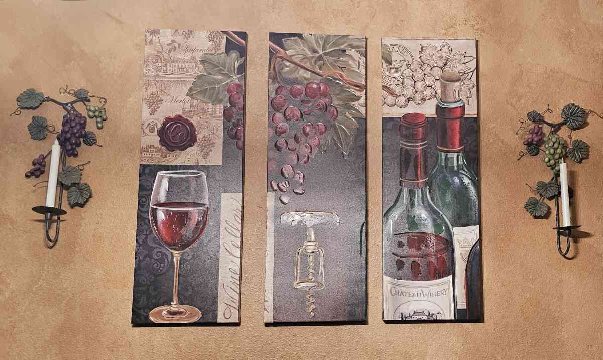 Wine and grape themed wall art