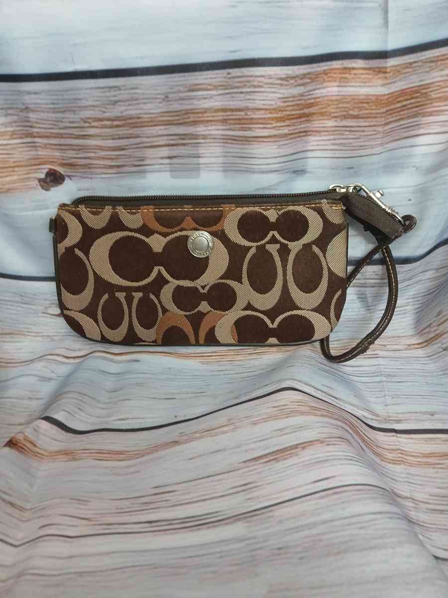 Coach Vintage sateen and leather wristlet