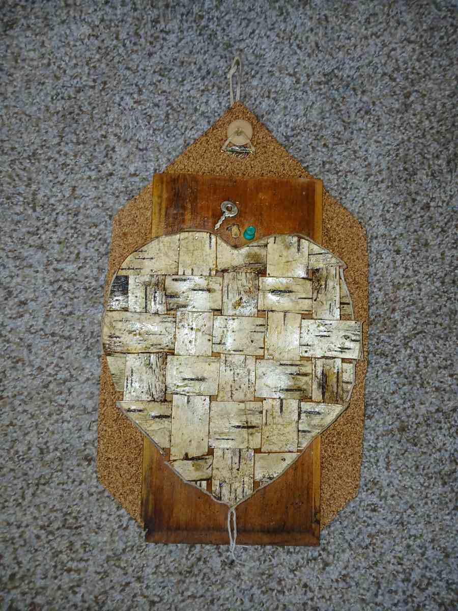Birch Bark Heart handcrafted wall hanging