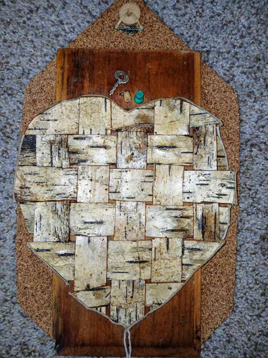 Birch Bark Heart handcrafted wall hanging