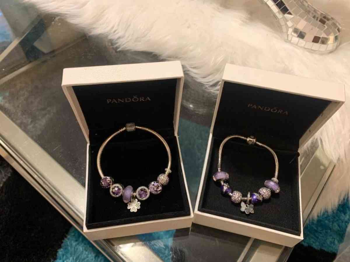 purple and light purple Pandora Charm Bracelets