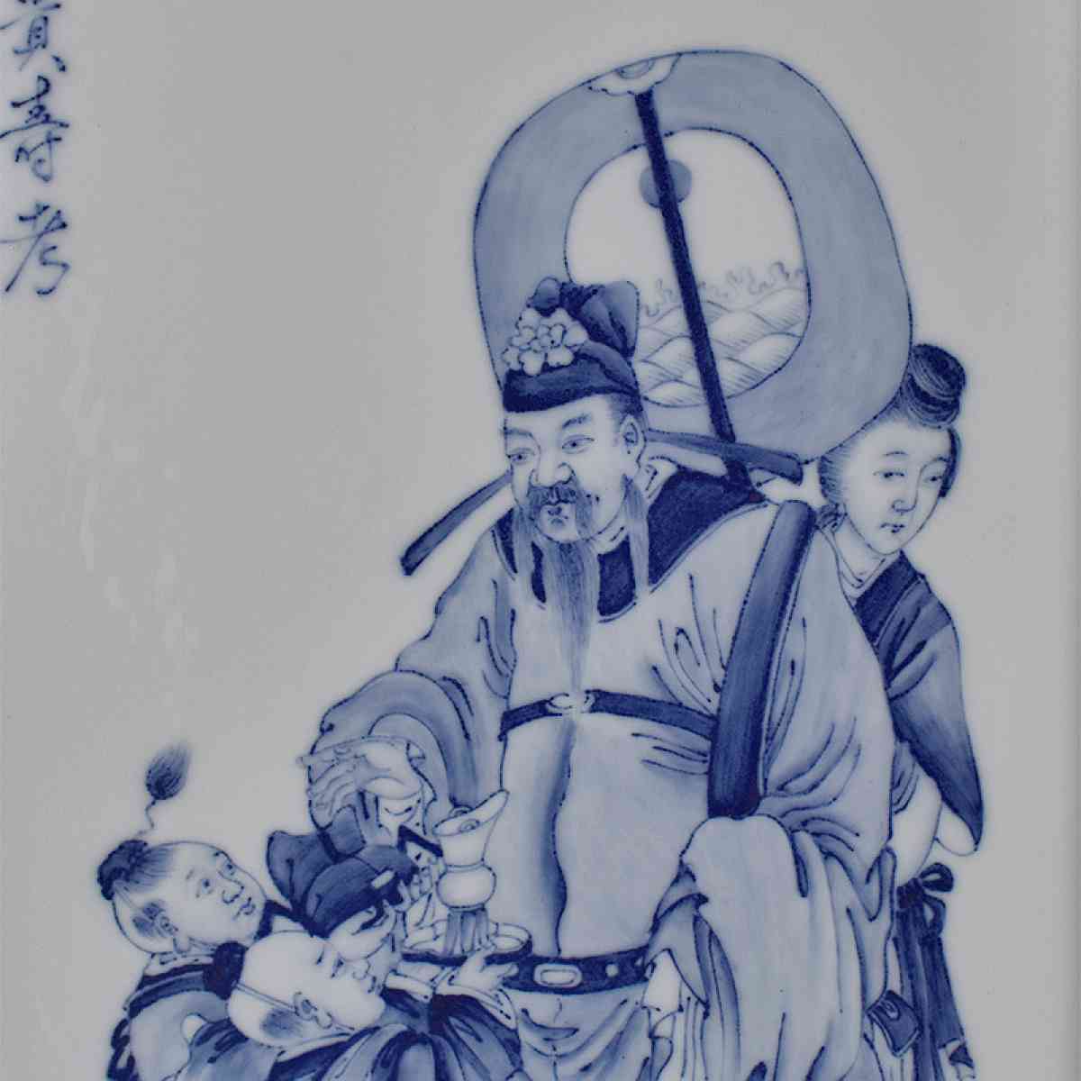 Asian blue and white porcelain painting Chinese antique porc