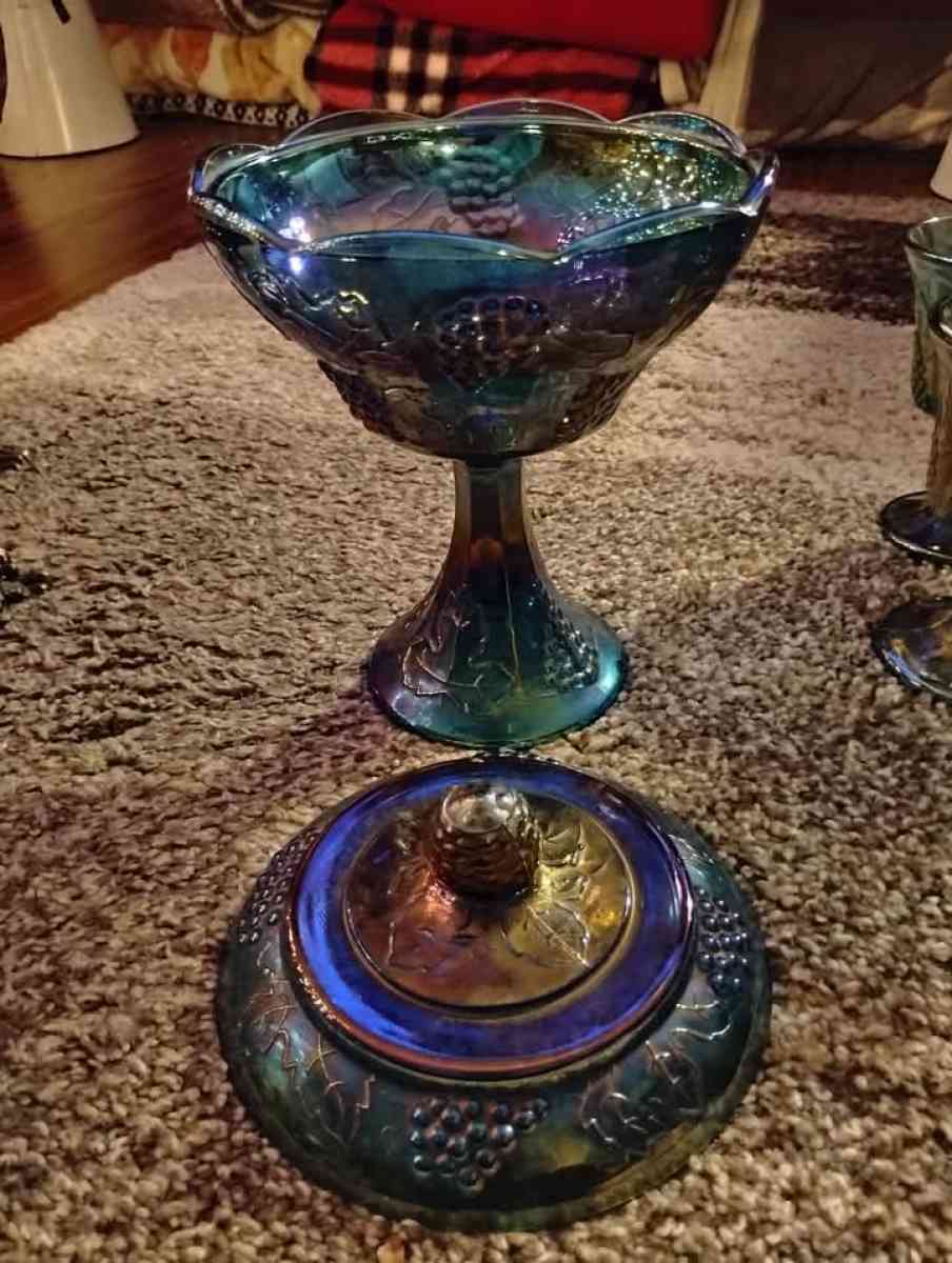 choice piece blue carnival glass