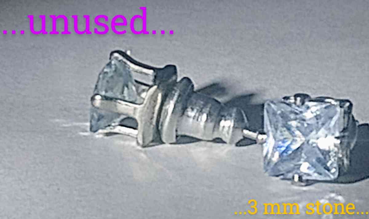 925 3mm square lab grown diamond earrings