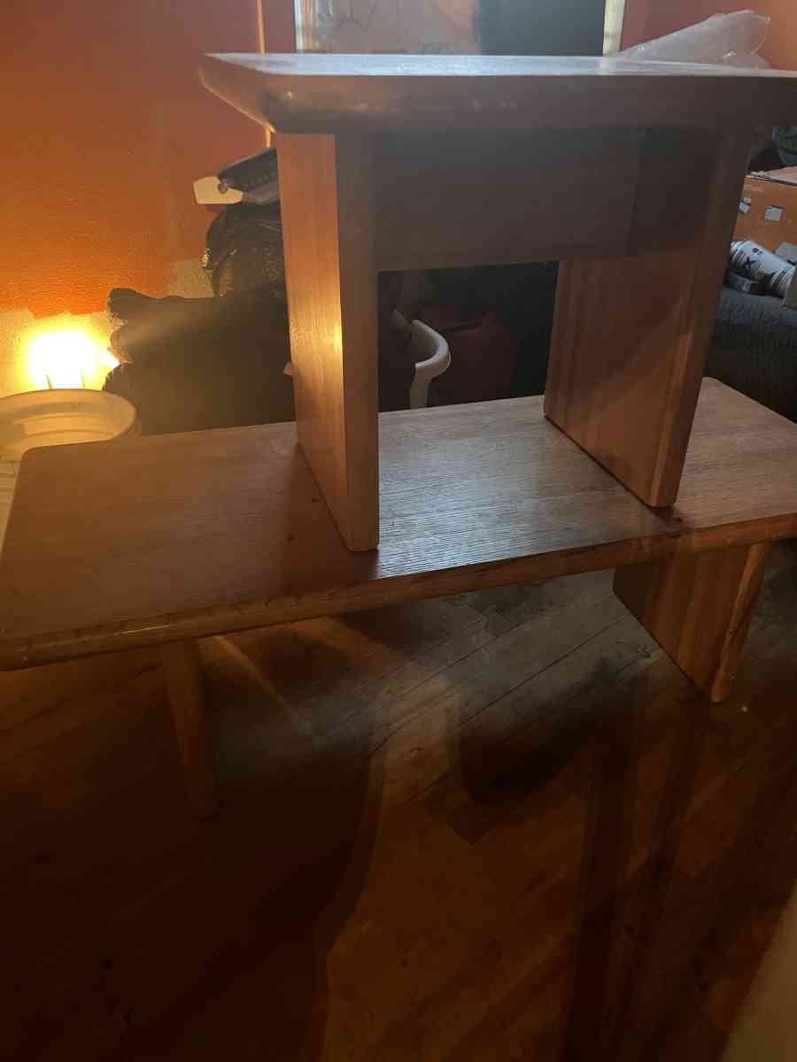wooden coffee table and end table