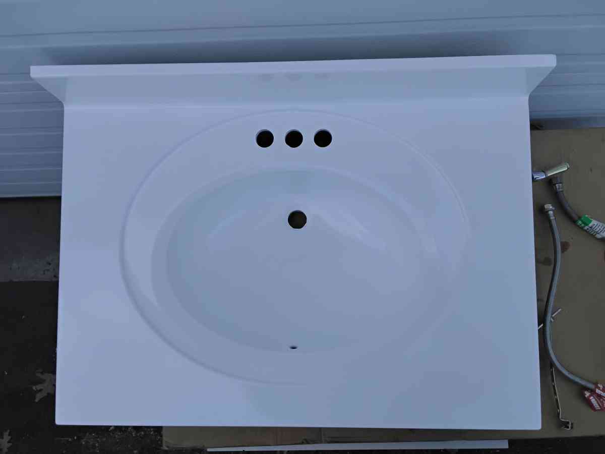 Nice White Vanity Top Bathroom Sink with Faucet New