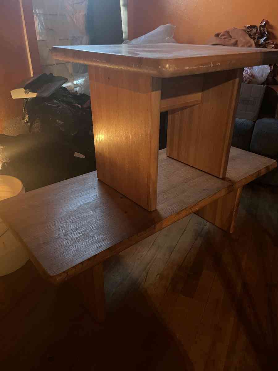 wooden coffee table and end table