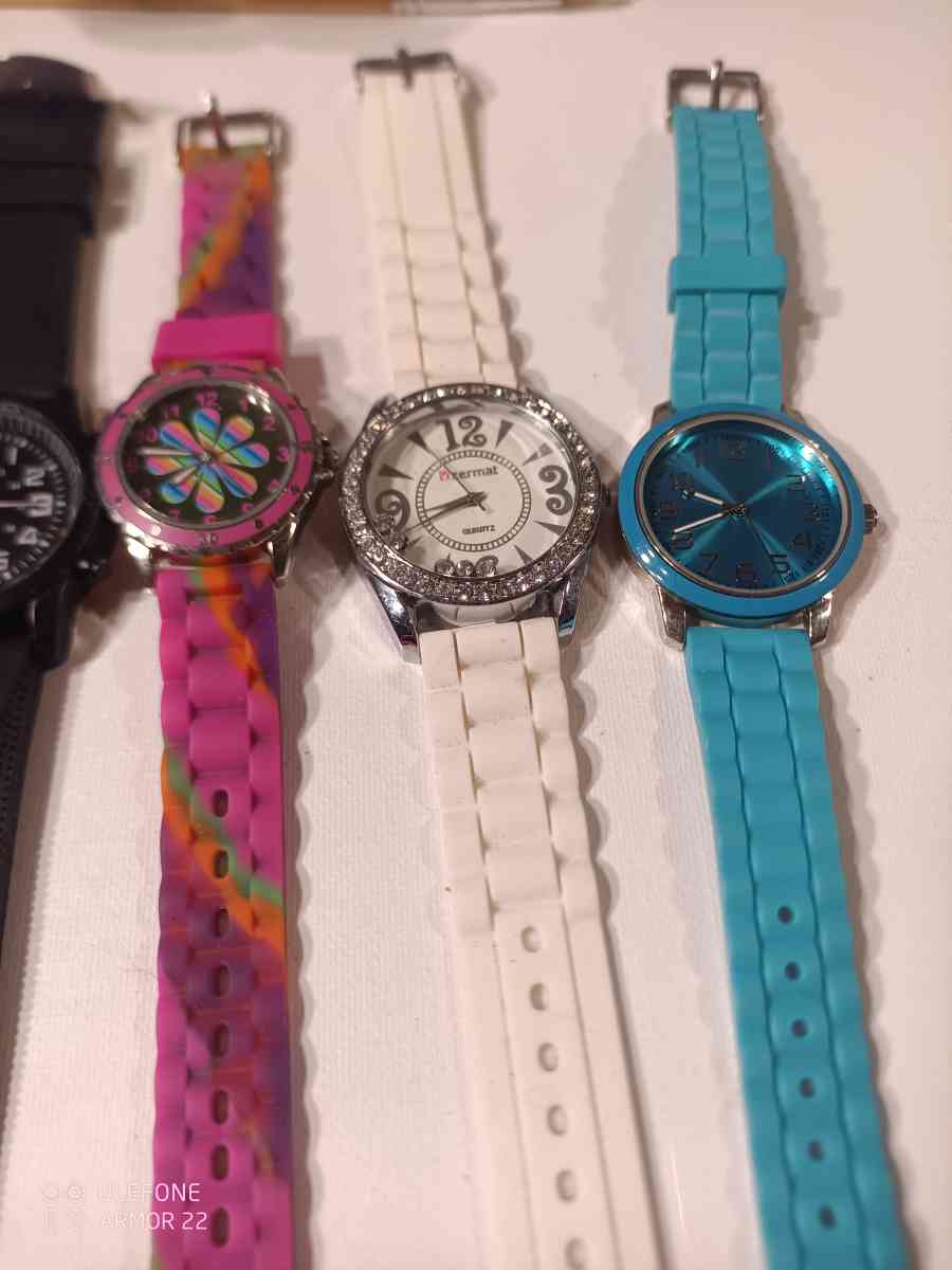 Silicone  Rubber Plastic Watches 10 Each
