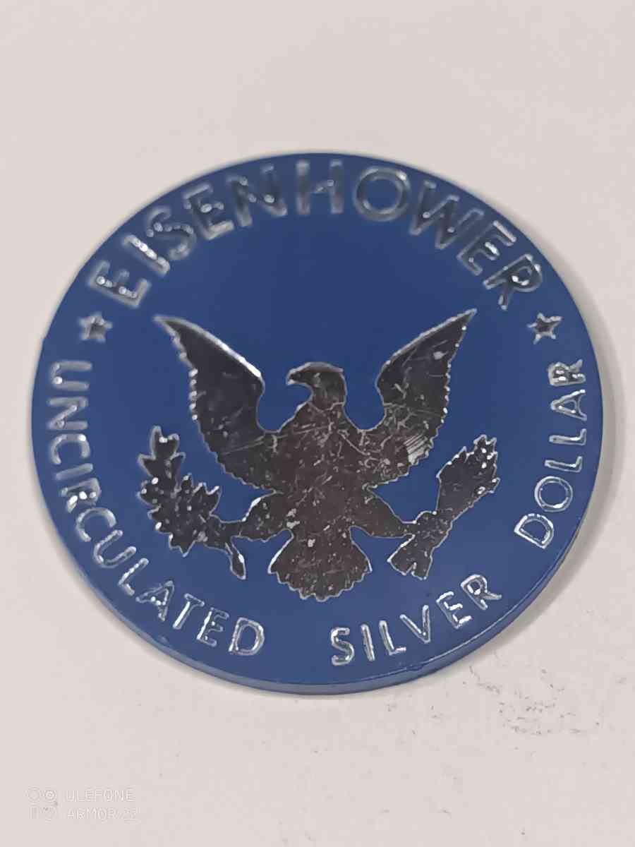 Eisenhower Silver Dollar BLUE IKE Plastic Token Poker CHIP M