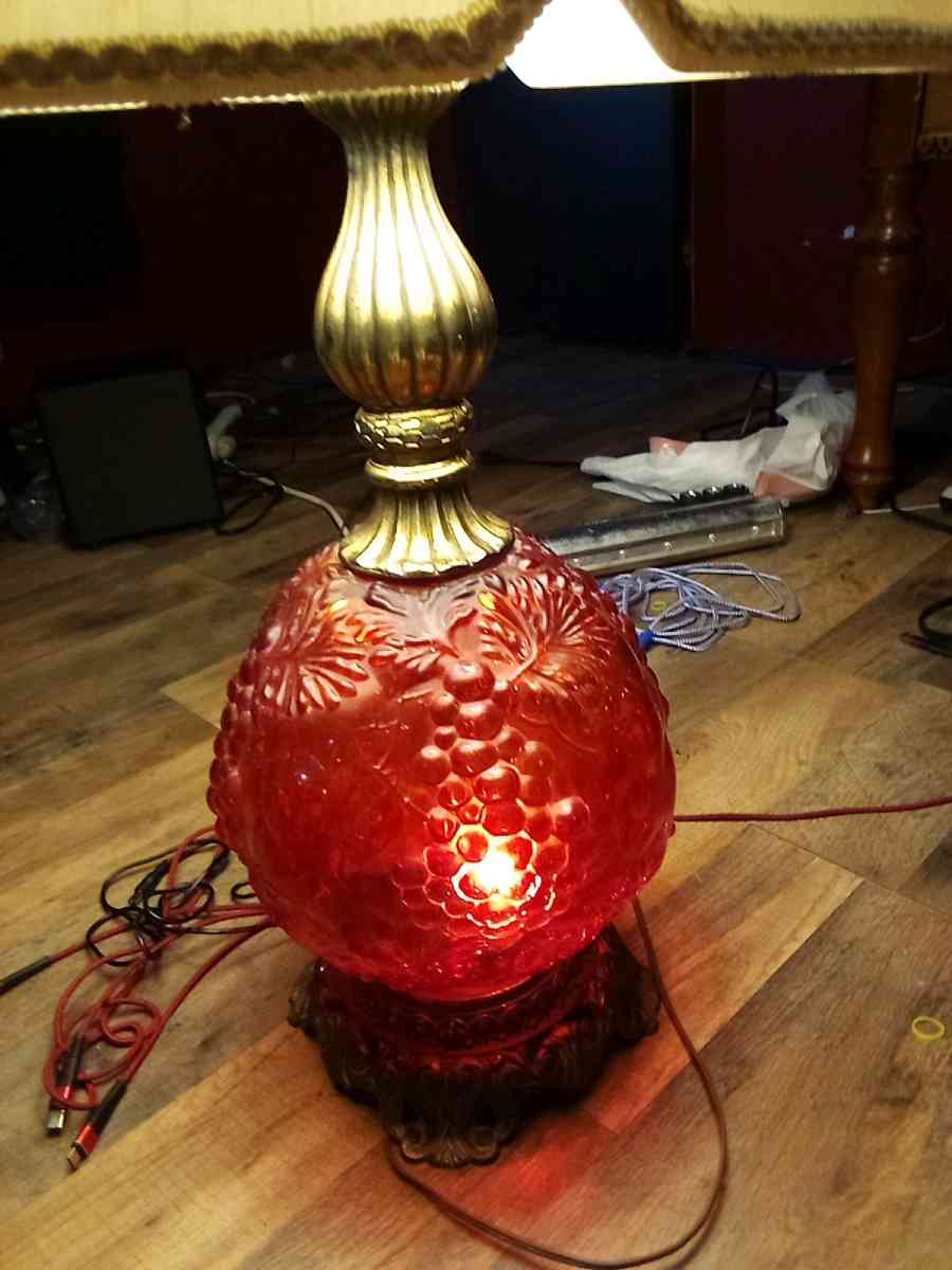 hand blown glass antique lamp