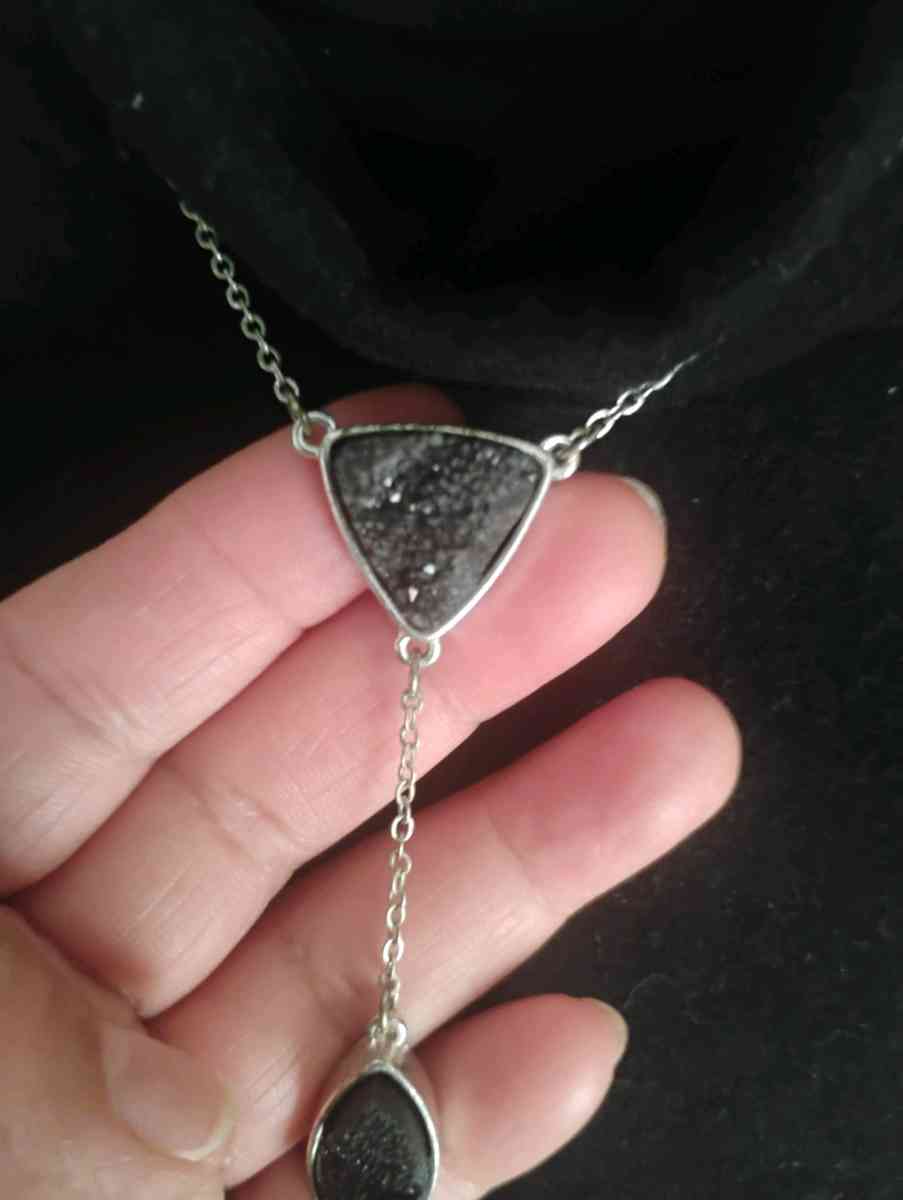Fabulous Black Druzy Quartz Necklace