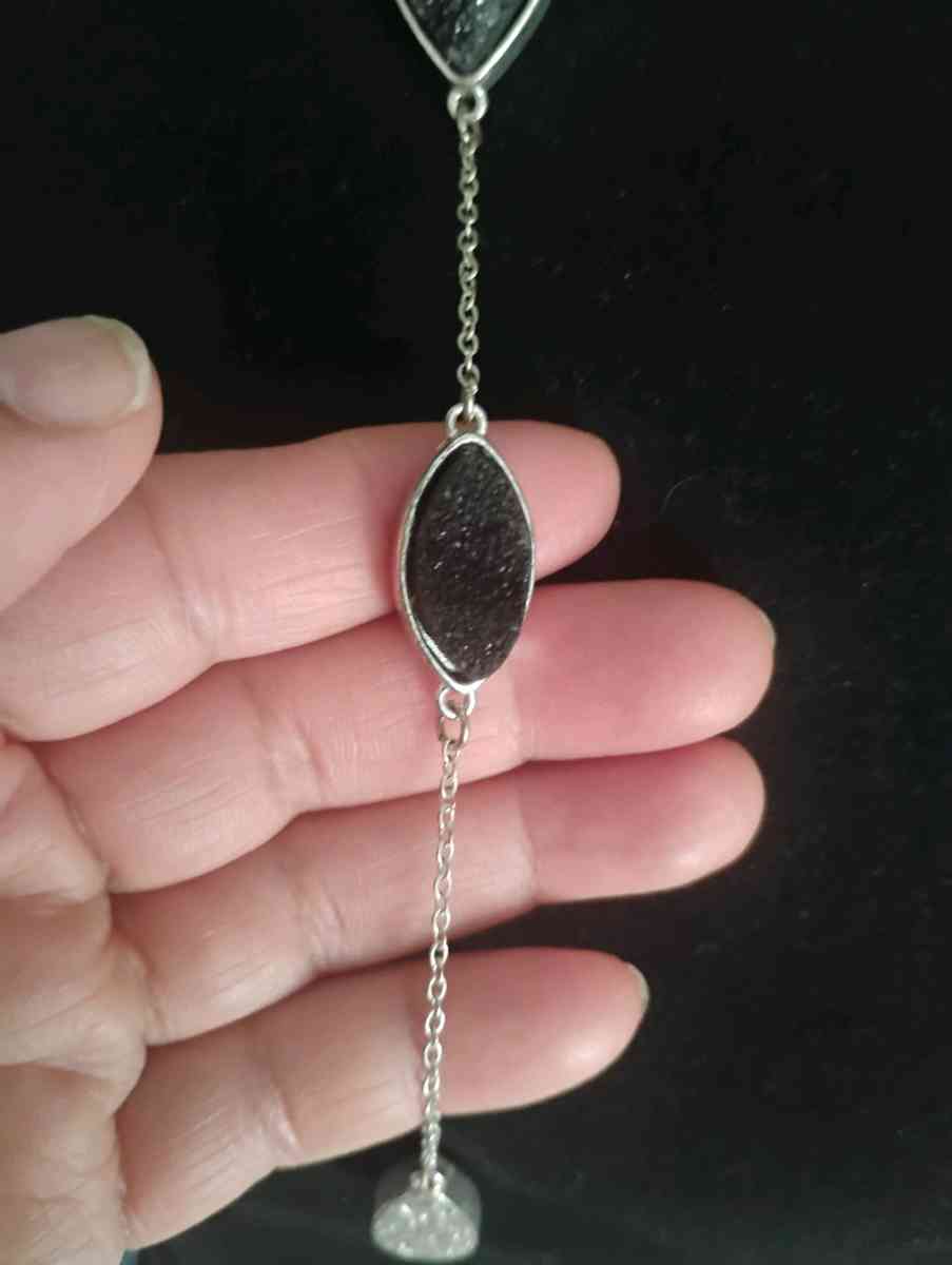 Fabulous Black Druzy Quartz Necklace