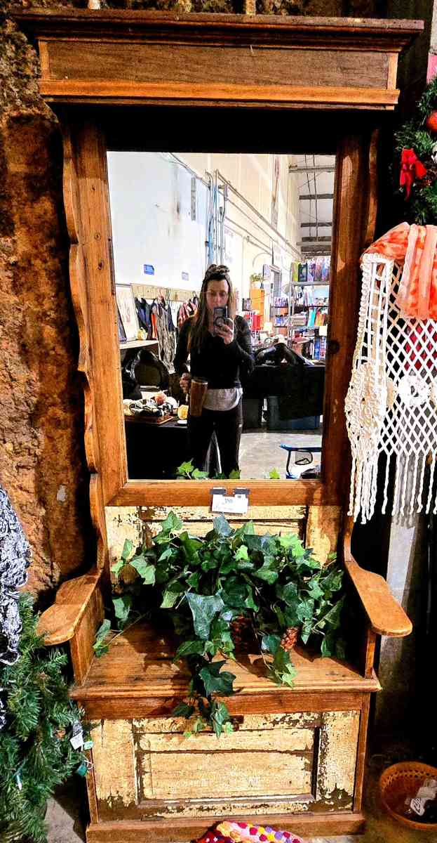 Solid Oak Hall Tree with Mirror