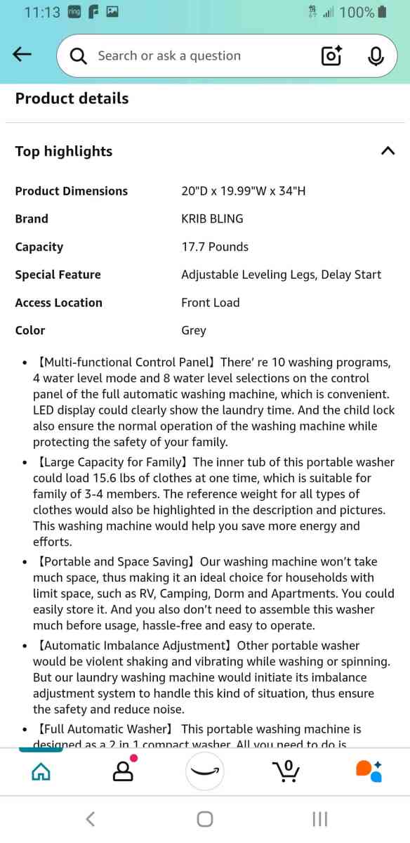 Portable washing machine Krib Bling