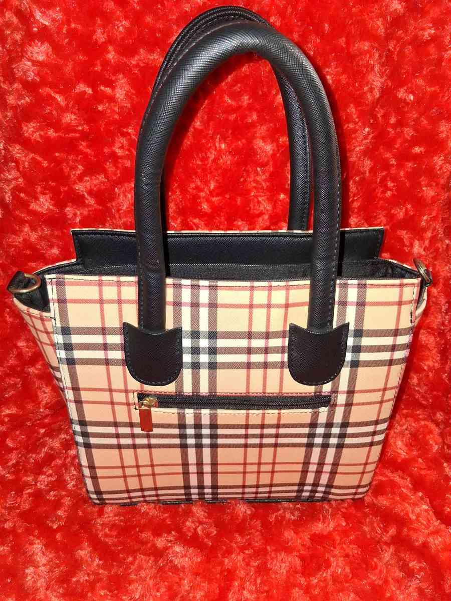 Burberry Black Plaided Handbag with Wallet