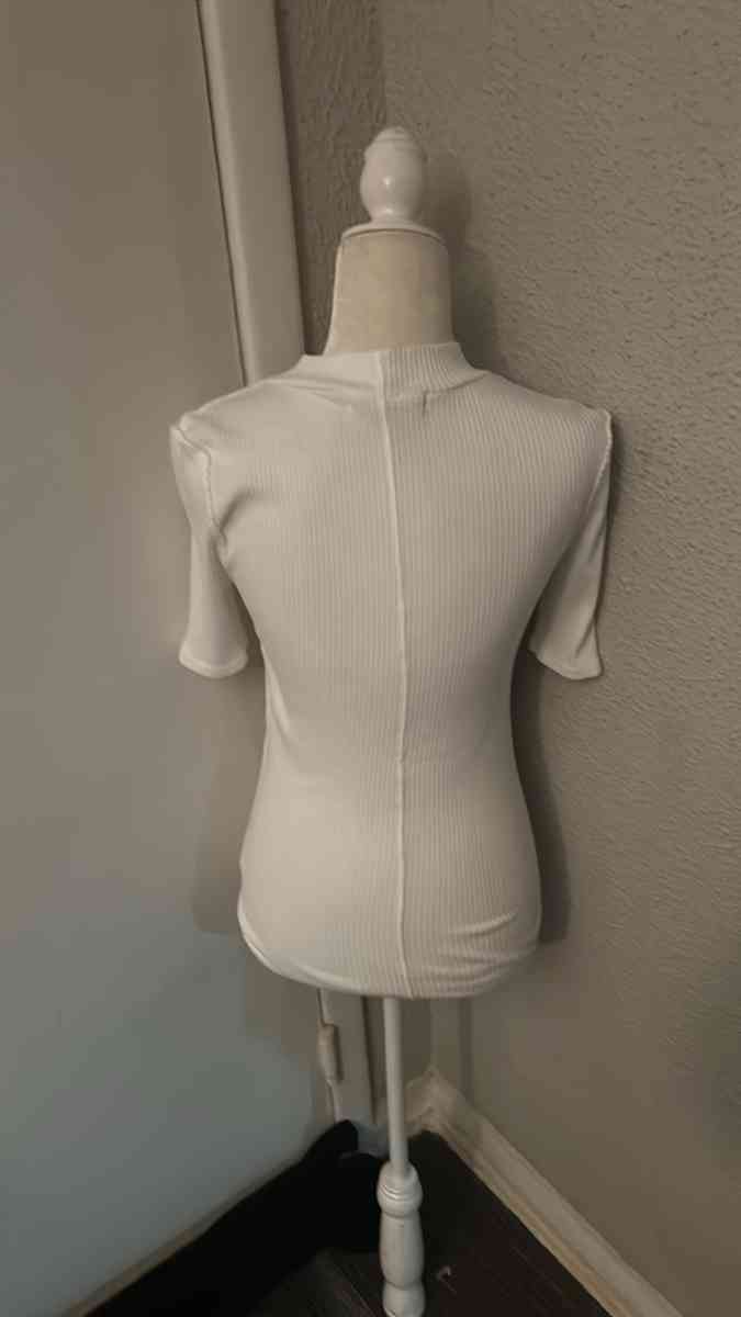 Free People We The Free Womens White Ribbed Turtleneck Size
