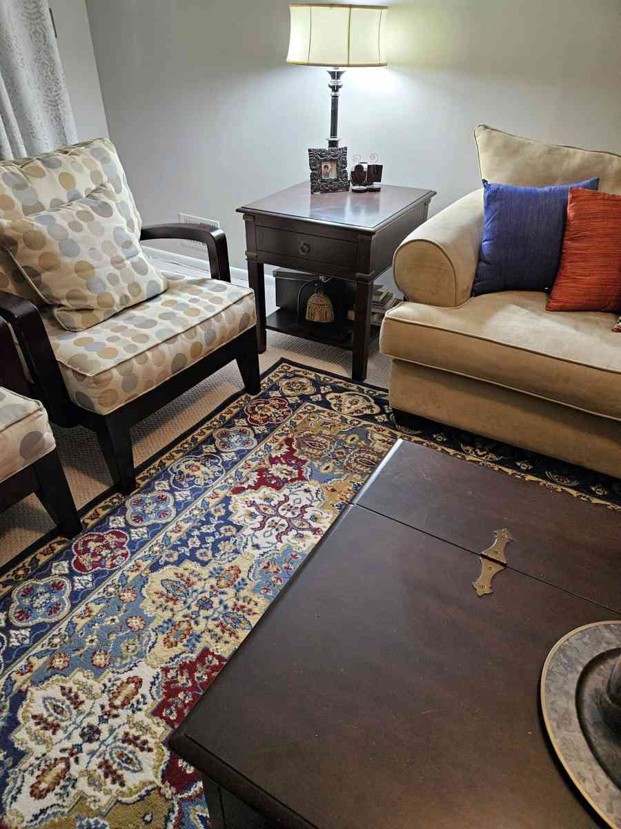 livingroom furniture with rug available on June 10th