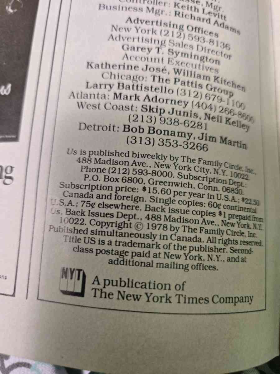 US Magazine January 24th 1978