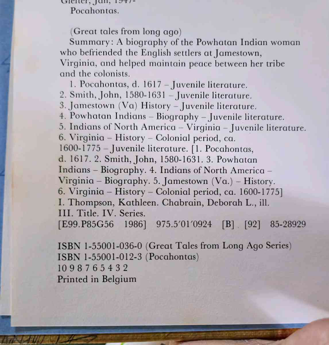 Great Tales From Long Ago Pocahontas