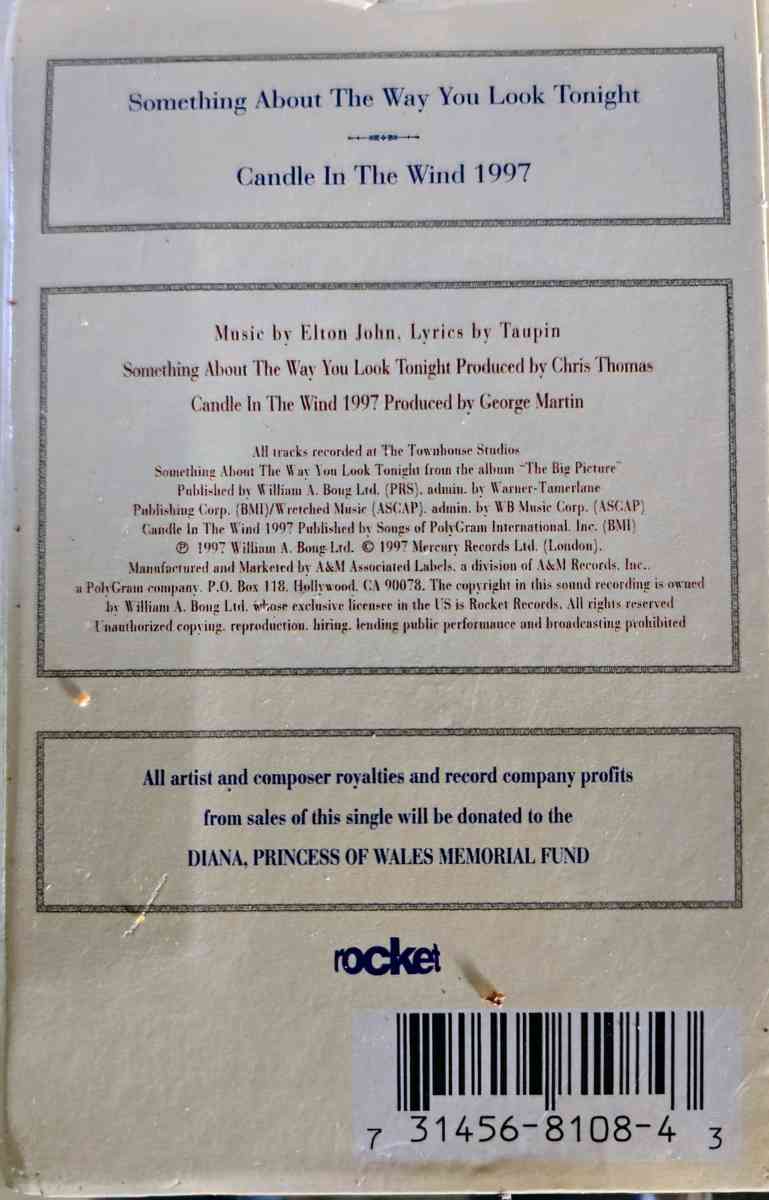 Elton John Single Cassette tape from 1997