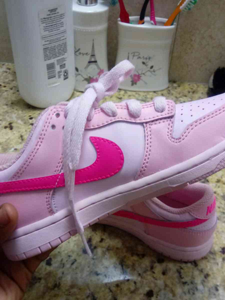 Nike Dunk Low Triple Pink Swoosh Sneakers PreSchool Size 13C