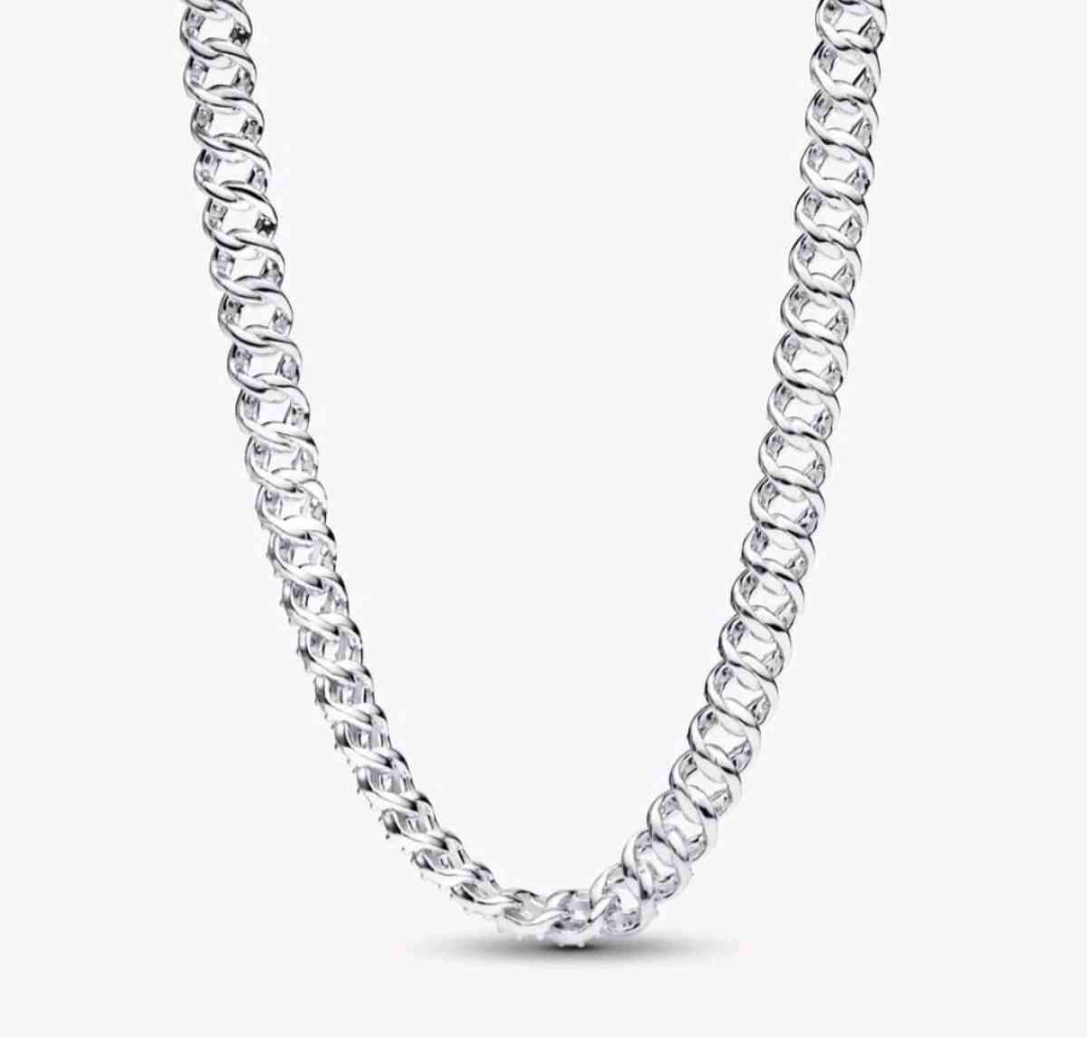 PANDORA STERLING SILVER PAVE CUBAN NECKLACE