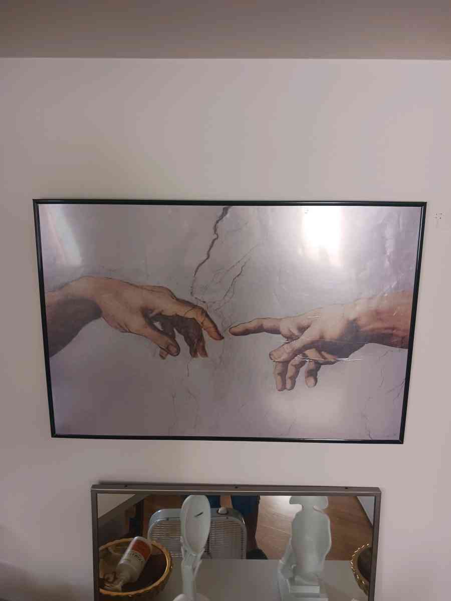 Creation of Adam Large Framed Print with Plastic Cover