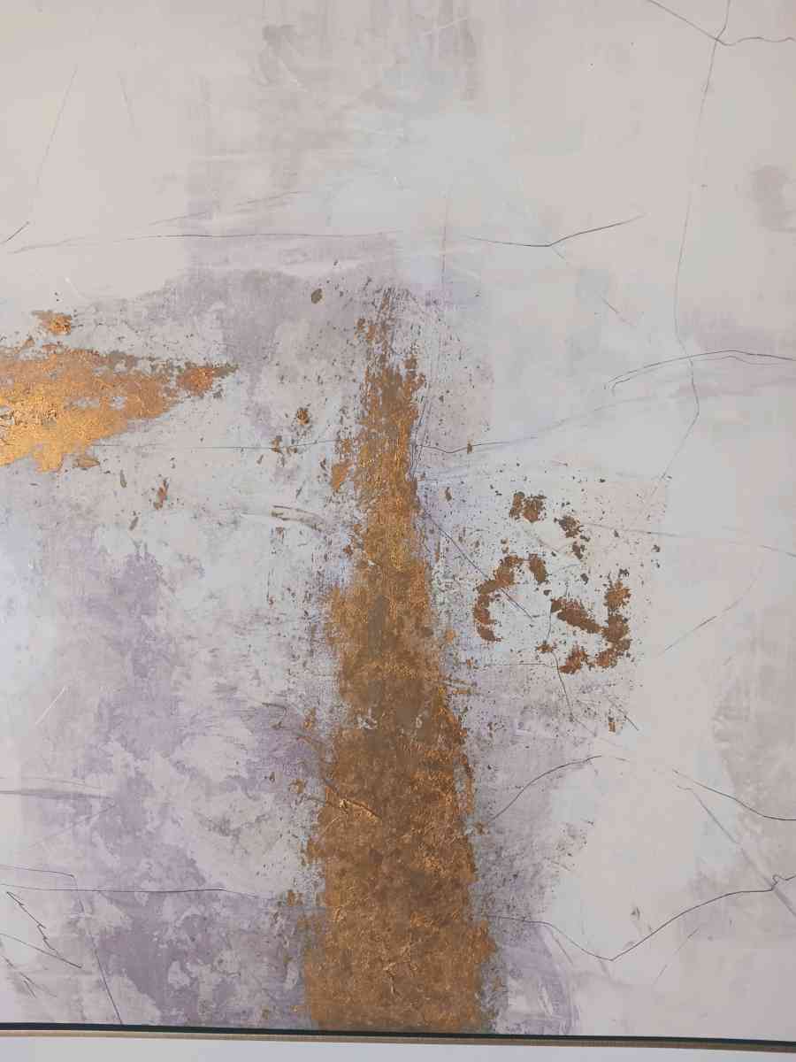 Modern Abstract Canvas Wall Art  Gold  Neutral Tones