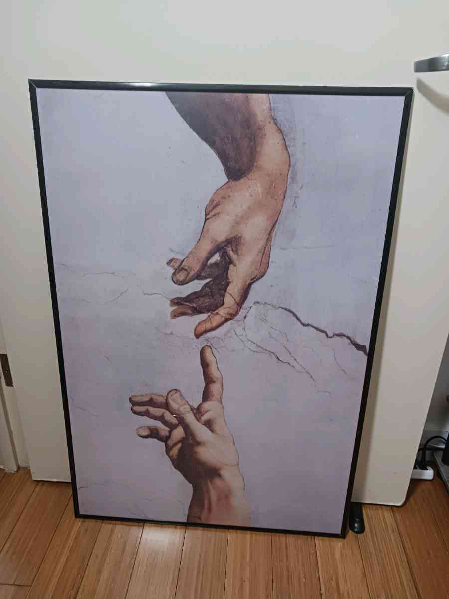 Creation of Adam Large Framed Print with Plastic Cover