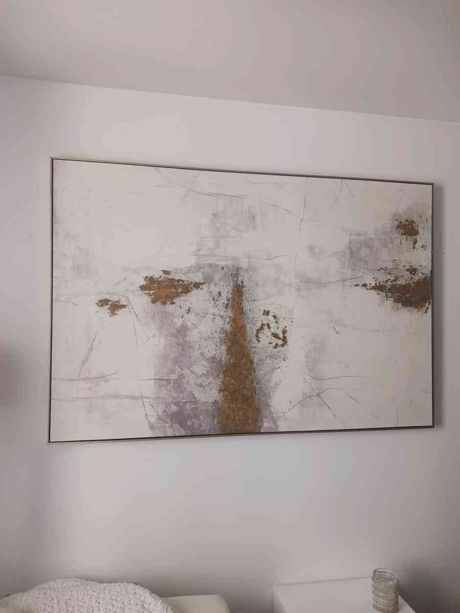 Modern Abstract Canvas Wall Art  Gold  Neutral Tones