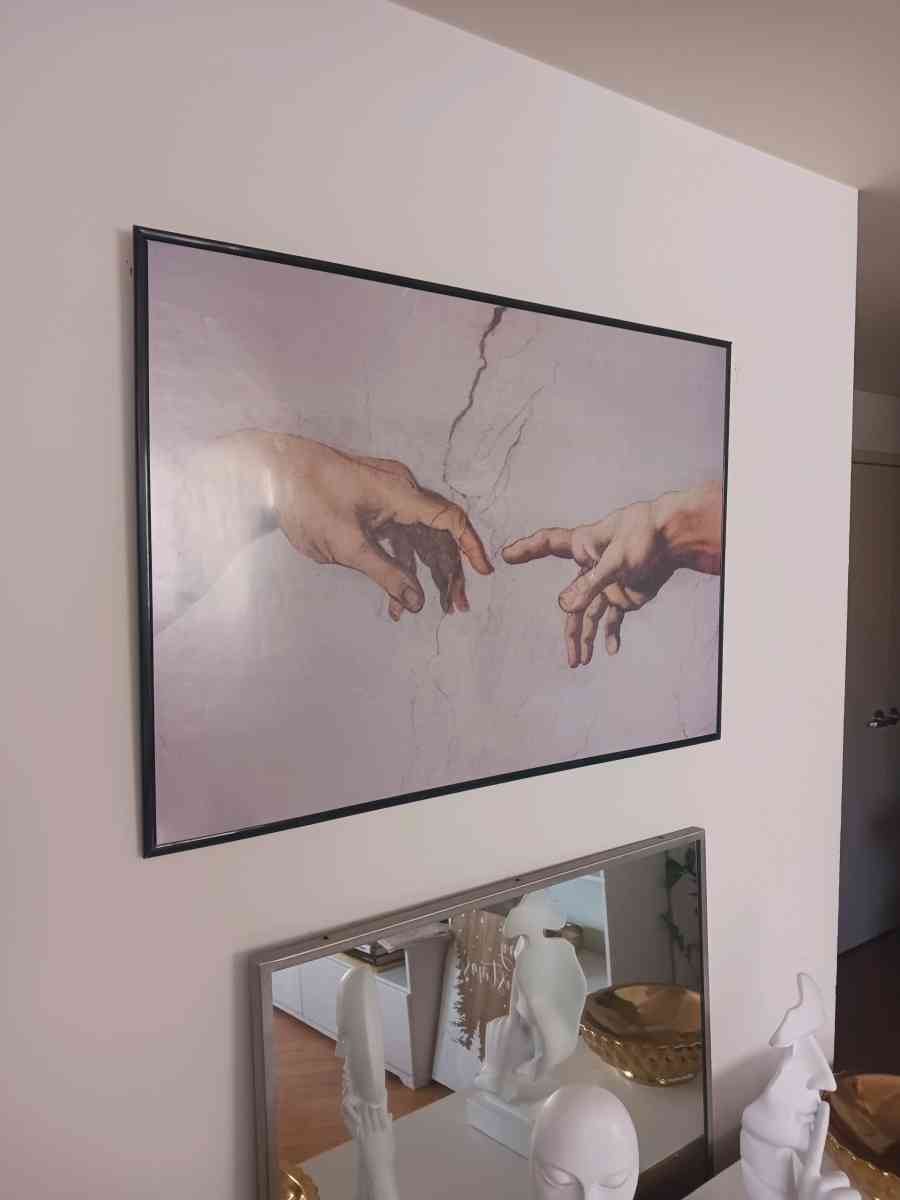 Creation of Adam Large Framed Print with Plastic Cover