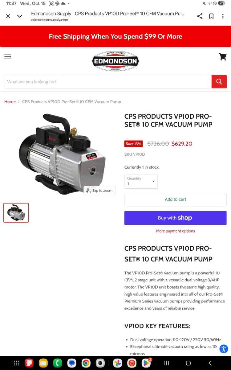 8 and 10 inch CFM dual vacuum pumps 2 stage dual vacuum