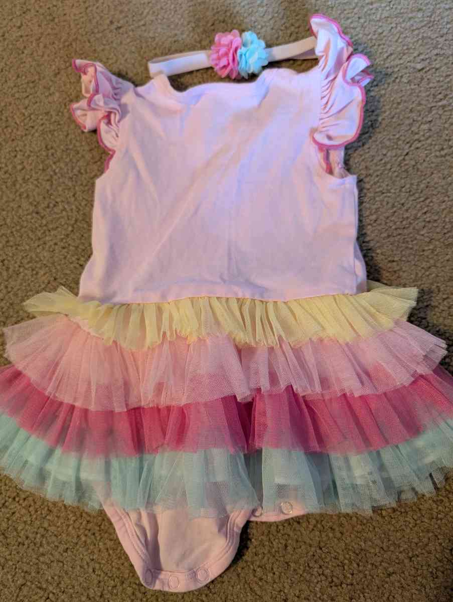 Baby 1st birthday dress with headband