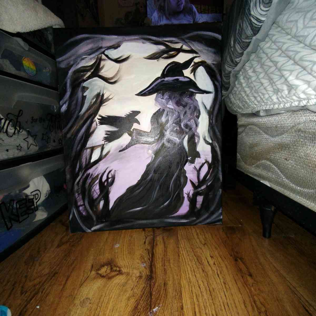 handmade purple witch painting