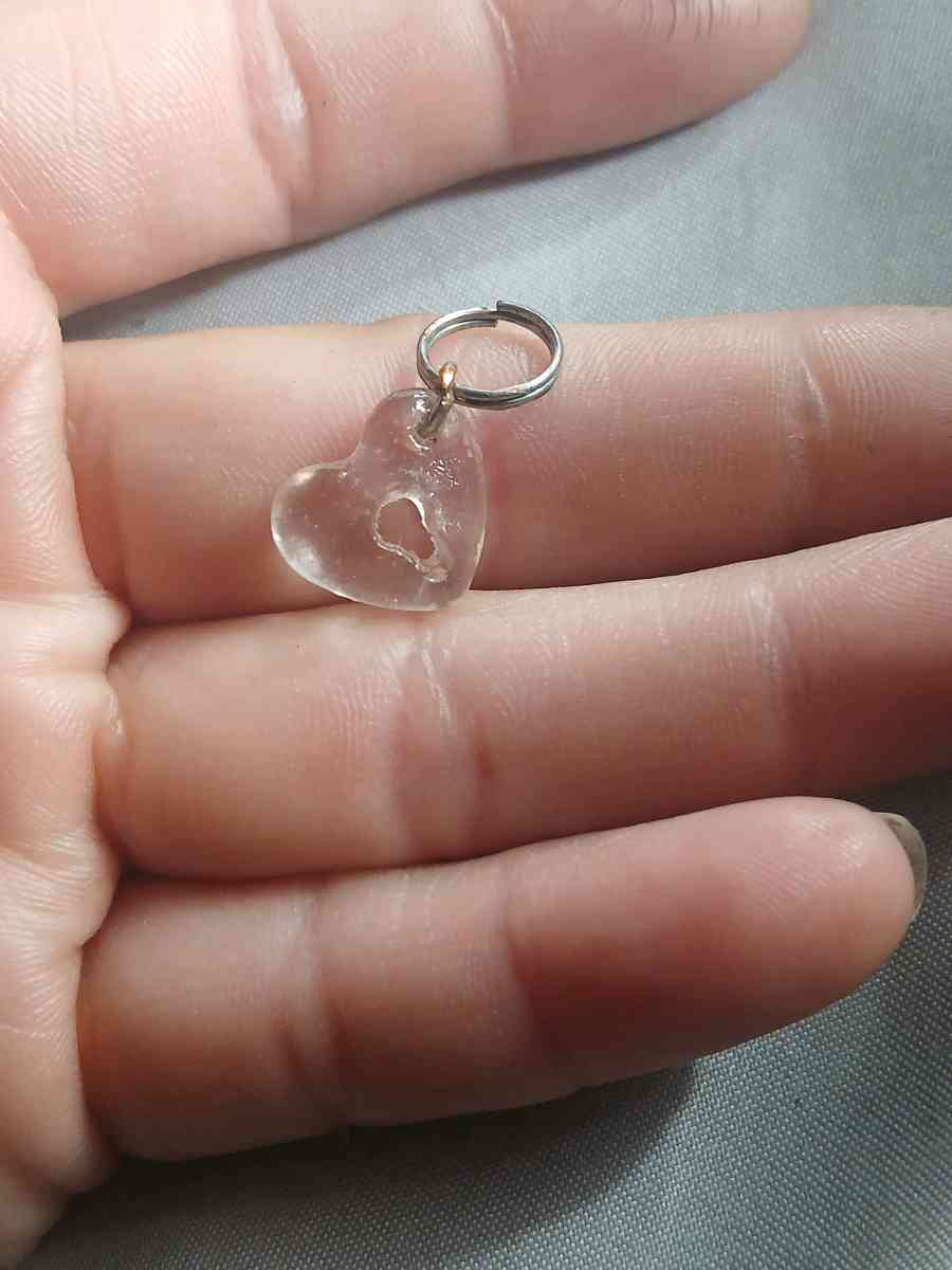 Handmade glass heart with lock keychain