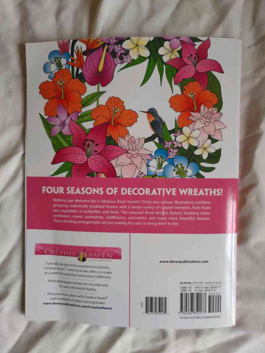 Creative Haven Floral wreaths coloring book