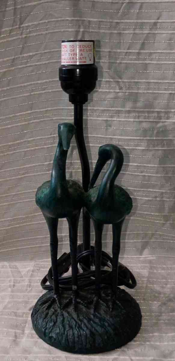Vintage Small Crane Heron Green Lamp
