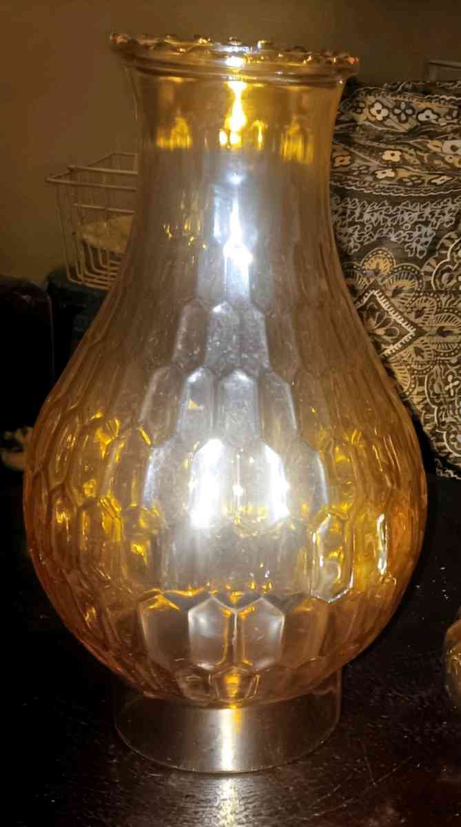 Jeanette Co Carnival Glass Hex Optic Depression Oil Lamp