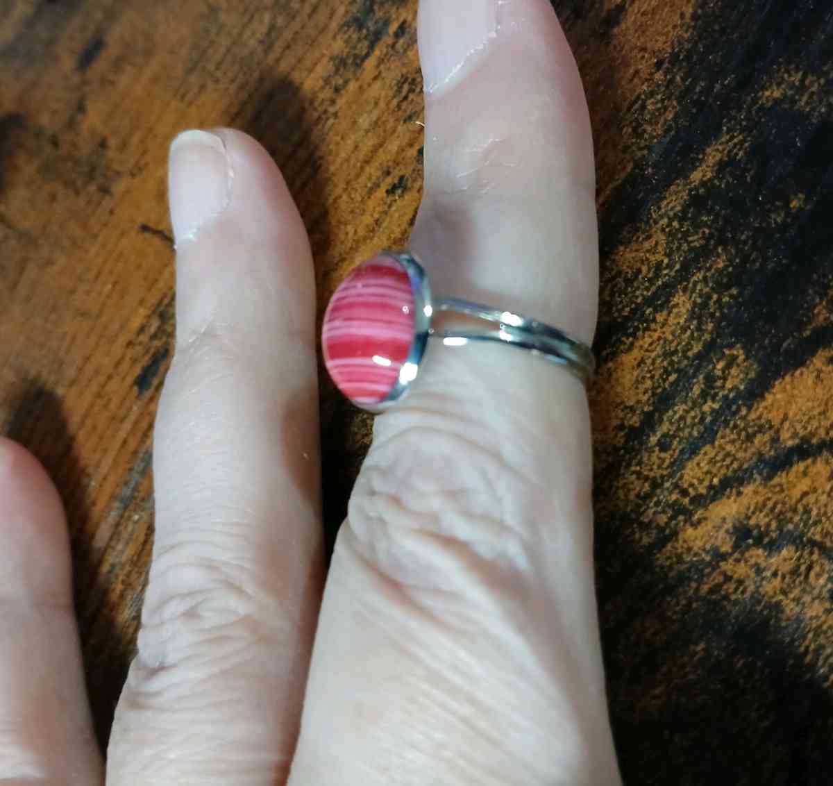 Adjustable Ring with Painted Synthesized Turquoise 12mm