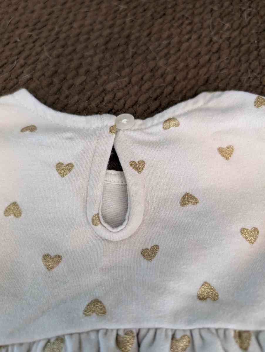 Baby dress with gold hearts